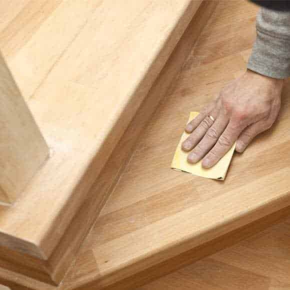 Sanding down find wood staircase