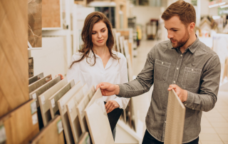 man and woman in home improvements store Choosing the Right Tiles for a renovation/remodel